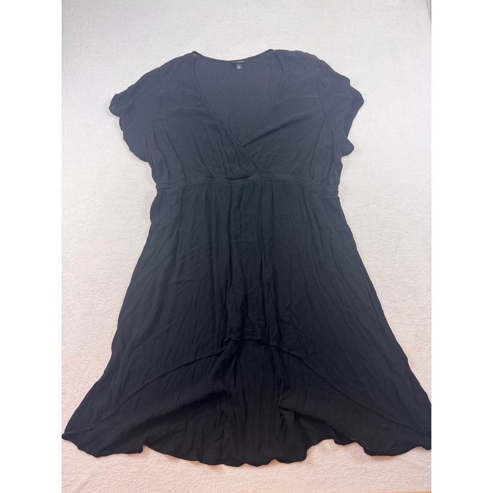 Torrid Black Rayon Gauze Hi-Lo Surplice Wrap Dress Plus Size 4 4X